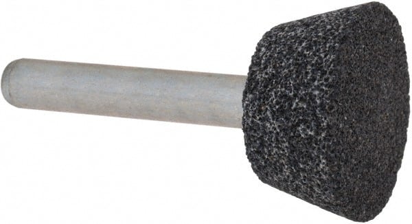 Grier Abrasives - 1 x 1/2" Head Diam x Thickness, A33, Inverted Cone Flat End, Aluminum Oxide Mounted Point - Caliber Tooling