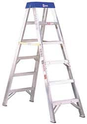 Made in USA - 12 Ft. High, Type IAA Rating, Aluminum Step Ladder - Caliber Tooling