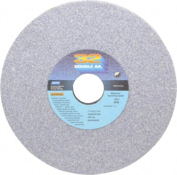 Norton - 7" Diam x 1-1/4" Hole x 1/2" Thick, I Hardness, 46 Grit Surface Grinding Wheel - Aluminum Oxide, Type 1, Coarse Grade, 3,600 Max RPM, Vitrified Bond, No Recess - Caliber Tooling