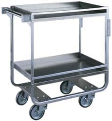 Made in USA - 650 Lb Capacity, 19-3/8" Wide x 32-5/8" Long x 34-1/2" High Standard Utility Cart - 2 Shelf, Stainless Steel, Swivel Casters - Caliber Tooling