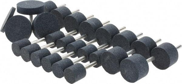 Grier Abrasives - 25 Piece Aluminum Oxide Vitrified Mounted Stone Abrasive Point Set - Includes 11 Shape W220 & 10 Shape W237 - Caliber Tooling