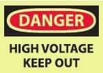 NMC - "Danger - High Voltage - Keep Out", 10" Long x 14" Wide, Rigid Plastic Safety Sign - Rectangle, 0.05" Thick, Use for Accident Prevention - Caliber Tooling