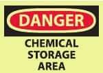 NMC - "Danger - Chemical Storage Area", 10" Long x 14" Wide, Pressure-Sensitive Vinyl Safety Sign - Rectangle, 0.004" Thick, Use for Hazardous Materials - Caliber Tooling