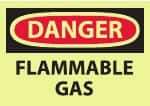 NMC - "Danger - Flammable Gas", 10" Long x 14" Wide, Pressure-Sensitive Vinyl Safety Sign - Rectangle, 0.004" Thick, Use for Hazardous Materials - Caliber Tooling