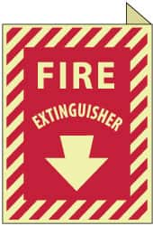 NMC - Fire Extinguisher, Plastic Fire Sign - 9" Wide x 12" High, Glow-in-the-Dark - Caliber Tooling