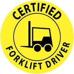 NMC - Certified Forklift Driver, Hard Hat Label - Black on Yellow, 2" Thick, For Certified Operator - Caliber Tooling