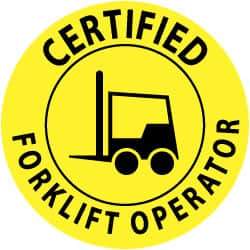 NMC - Certified Forklift Operator, Hard Hat Label - Black on Yellow, 2" Thick, For Certified Operator - Caliber Tooling