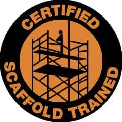 NMC - Certified Scaffold Trained, Hard Hat Label - Orange on Black, 2" Thick, For Certified Operator - Caliber Tooling