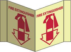 NMC - Fire Extinguisher, Acrylic Fire Sign - 8-3/4" Wide x 5-3/4" High, Glow-in-the-Dark - Caliber Tooling