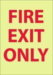 NMC - Fire Exit Only, Plastic Fire Sign - 14" Wide x 10" High, Glow-in-the-Dark - Caliber Tooling