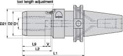 Kennametal - HSK63A Taper Shank, 3/4" Hole Diam, Hydraulic Tool Holder/Chuck - 26.92mm Nose Diam, 170mm Projection, 1.61" Clamp Depth, 15,000 RPM, Through Coolant - Exact Industrial Supply