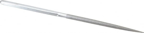 Strauss - 8-1/2" OAL Fine Round Needle Diamond File - 1/4" Wide x 1/4" Thick, 4-3/8 LOC, 91 Grit - Caliber Tooling