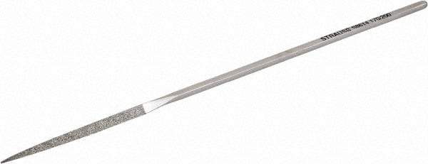 Strauss - 5-1/2" OAL Fine Three Square Needle Diamond File - 1/8" Wide x 1/8" Thick, 1-5/8 LOC, 91 Grit - Caliber Tooling