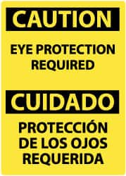 NMC - "Caution - Eye Protection Required", 14" Long x 10" Wide, Rigid Plastic Safety Sign - Rectangle, 0.05" Thick, Use for Accident Prevention - Caliber Tooling