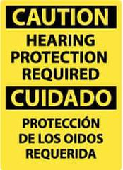 NMC - "Caution - Hearing Protection Required", 14" Long x 10" Wide, Aluminum Safety Sign - Rectangle, 0.04" Thick, Use for Accident Prevention - Caliber Tooling