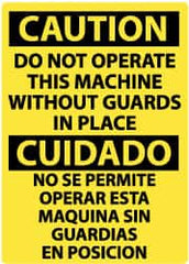 NMC - "Caution - Do Not Operate Machine without Guards in Place", 14" Long x 10" Wide, Aluminum Safety Sign - Rectangle, 0.04" Thick, Use for Accident Prevention - Caliber Tooling