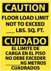 NMC - "Caution - Floor Load Limit - Not to Exceed __ lb. Sq. Ft.", 14" Long x 10" Wide, Pressure-Sensitive Vinyl Safety Sign - Rectangle, 0.004" Thick, Use for Accident Prevention - Caliber Tooling