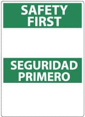 NMC - "Safety First", 14" Long x 10" Wide, Aluminum Safety Sign - Rectangle, 0.04" Thick, Use for Accident Prevention - Caliber Tooling