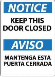 NMC - "Notice - Keep This Door Closed", 14" Long x 10" Wide, Aluminum Safety Sign - Rectangle, 0.04" Thick, Use for Accident Prevention - Caliber Tooling