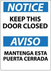 NMC - "Notice - Keep This Door Closed", 14" Long x 10" Wide, Pressure-Sensitive Vinyl Safety Sign - Rectangle, 0.004" Thick, Use for Accident Prevention - Caliber Tooling