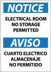 NMC - "Notice - Electrical Room - No Storage Permitted", 14" Long x 10" Wide, Pressure-Sensitive Vinyl Safety Sign - Rectangle, 0.004" Thick, Use for Accident Prevention - Caliber Tooling