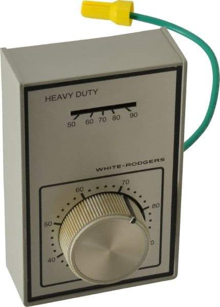 White-Rodgers - 40 to 90°F, 1 Heat, 1 Cool, Heavy-Duty Line Voltage Thermostat - 120 to 277 Volts, SPDT Switch - Caliber Tooling