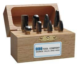 SGS Pro - 8 Piece, 3/16" Shank Burr Set - Tungsten Carbide, Multiple Head Shape - Caliber Tooling