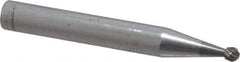 SGS Pro - 1/8" Cut Diam, 1/4" Shank Diam, Ball Head Single Cut Burr - Carbide, Radius End, 3/32" LOC - Caliber Tooling