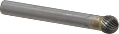 SGS Pro - 5/16" Cut Diam, 1/4" Shank Diam, Ball Head Single Cut Burr - Carbide, Radius End, 1/4" LOC - Caliber Tooling