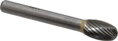 SGS Pro - 3/8" Cut Diam, 1/4" Shank Diam, Oval Head Single Cut Burr - Carbide, Radius End, 5/8" LOC - Caliber Tooling