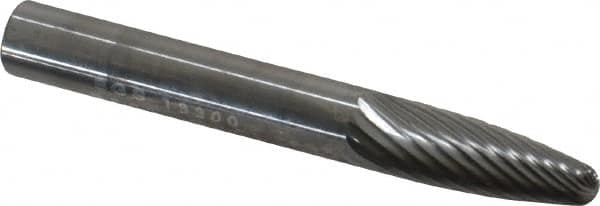 SGS Pro - 1/4" Cut Diam, 1/4" Shank Diam, Tree Head Single Cut Burr - Carbide, Radius End, 3/4" LOC - Caliber Tooling