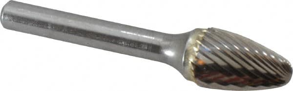 SGS Pro - 1/2" Cut Diam, 1/4" Shank Diam, Tree Head Single Cut Burr - Carbide, Radius End, 3/4" LOC - Caliber Tooling