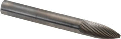 SGS Pro - 1/4" Cut Diam, 1/4" Shank Diam, Tree Head Single Cut Burr - Carbide, Point End, 5/8" LOC, 2" OAL - Caliber Tooling