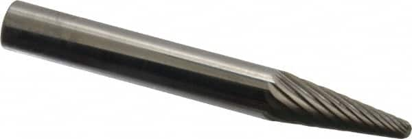 SGS Pro - 1/4" Cut Diam, 1/4" Shank Diam, Taper Head Single Cut Burr - Carbide, Radius End, 5/8" LOC - Caliber Tooling