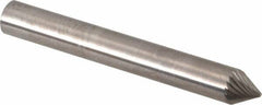 SGS Pro - 1/4" Cut Diam, 1/4" Shank Diam, Cone Head Single Cut Burr - Carbide, Point End, 3/16" LOC, 2" OAL - Caliber Tooling