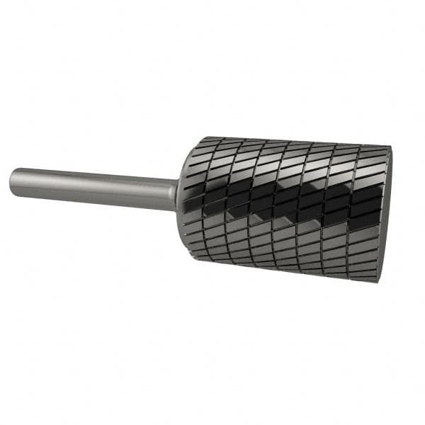 SGS Pro - 5/8" Cut Diam, 1/4" Shank Diam, Cylinder Head Double Cut Burr - Carbide, Flat End, 1" LOC, 2-3/4" OAL - Caliber Tooling