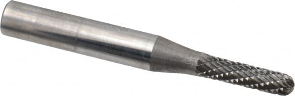 SGS Pro - 5/32" Cut Diam, 1/4" Shank Diam, Cylinder with Radius Head Double Cut Burr - Carbide, Radius End, 5/8" LOC - Caliber Tooling