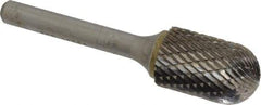 SGS Pro - 5/8" Cut Diam, 1/4" Shank Diam, Cylinder with Radius Head Double Cut Burr - Carbide, Radius End, 1" LOC, 2-3/4" OAL - Caliber Tooling