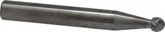 SGS Pro - 3/16" Cut Diam, 1/4" Shank Diam, Ball Head Double Cut Burr - Carbide, Radius End, 1/8" LOC - Caliber Tooling