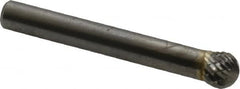 SGS Pro - 5/16" Cut Diam, 1/4" Shank Diam, Ball Head Double Cut Burr - Carbide, Radius End, 1/4" LOC - Caliber Tooling