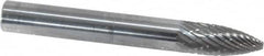 SGS Pro - 1/4" Cut Diam, 1/4" Shank Diam, Tree Head Double Cut Burr - Carbide, Point End, 5/8" LOC, 2" OAL - Caliber Tooling