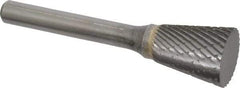 SGS Pro - 5/8" Cut Diam, 1/4" Shank Diam, Inverted Cone Head Double Cut Burr - Carbide, Flat End, 3/4" LOC - Caliber Tooling