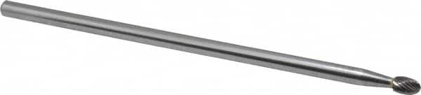 SGS Pro - 1/4" Cut Diam, 1/4" Shank Diam, Oval Head Single Cut Burr - Carbide, Radius End, 3/8" LOC - Caliber Tooling