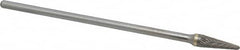 SGS Pro - 3/8" Cut Diam, 1/4" Shank Diam, Taper Head Double Cut Burr - Carbide, Radius End, 1-1/16" LOC - Caliber Tooling