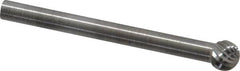 SGS Pro - 3/16" Cut Diam, 1/8" Shank Diam, Ball Head Single Cut Burr - Carbide, Radius End, 5/32" LOC - Caliber Tooling