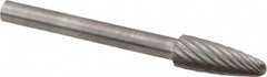 SGS Pro - 3/16" Cut Diam, 1/8" Shank Diam, Tree with Radius Head Single Cut Burr - Carbide, Radius End, 1/2" LOC - Caliber Tooling