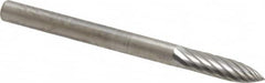 SGS Pro - 1/8" Cut Diam, 1/8" Shank Diam, Tree Head Single Cut Burr - Carbide, Point End, 1/2" LOC, 1-1/2" OAL - Caliber Tooling