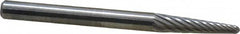 SGS Pro - 1/8" Cut Diam, 1/8" Shank Diam, Taper Head Single Cut Burr - Carbide, Radius End, 1/2" LOC, 1-1/2" OAL - Caliber Tooling