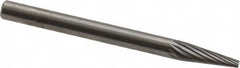 SGS Pro - 1/8" Cut Diam, 1/8" Shank Diam, Cone Head Single Cut Burr - Carbide, Point End, 11/32" LOC, 1-1/2" OAL - Caliber Tooling