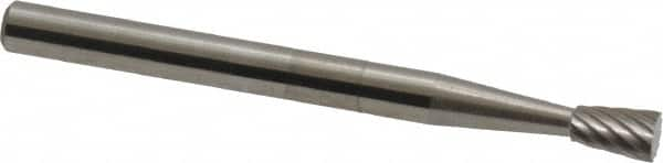 SGS Pro - 1/8" Cut Diam, 1/8" Shank Diam, Inverted Cone Head Single Cut Burr - Carbide, Flat End, 3/16" LOC, 1-1/2" OAL - Caliber Tooling